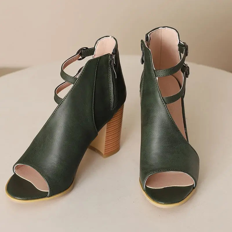 Cambriva Double Strap Block Heel Sandals