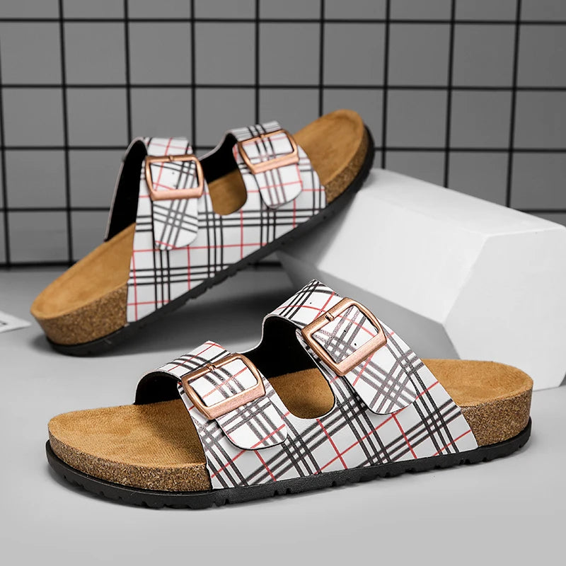 Riviera Plaid Cork Sandals
