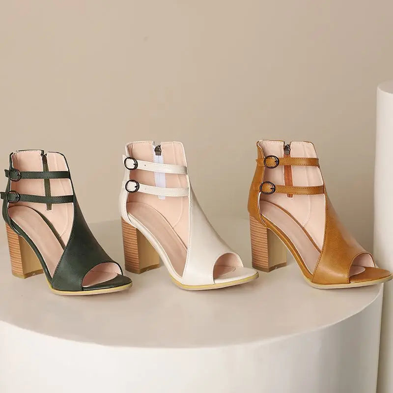 Cambriva Double Strap Block Heel Sandals
