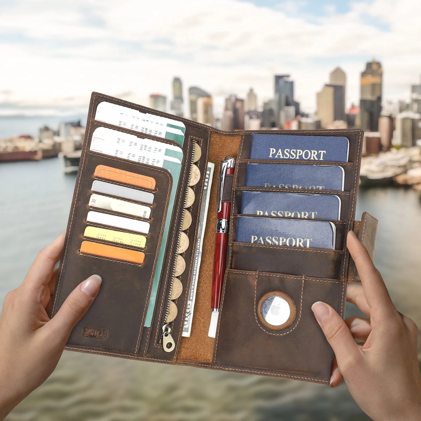 JetSync Leather Travel Wallet 2.0