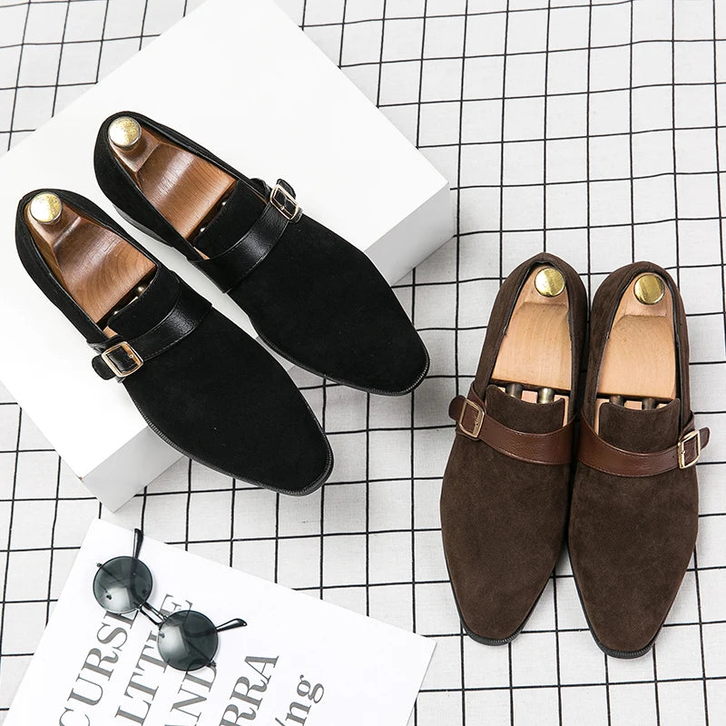 Belfort Suede Buckle Loafers