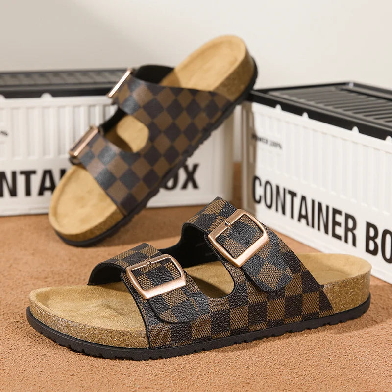 Riviera Plaid Cork Sandals