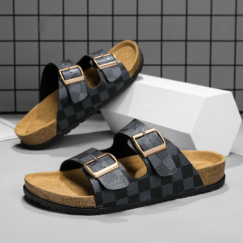 Riviera Plaid Cork Sandals