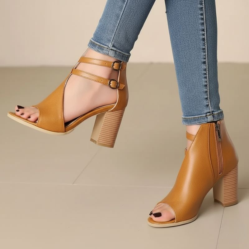 Cambriva Double Strap Block Heel Sandals