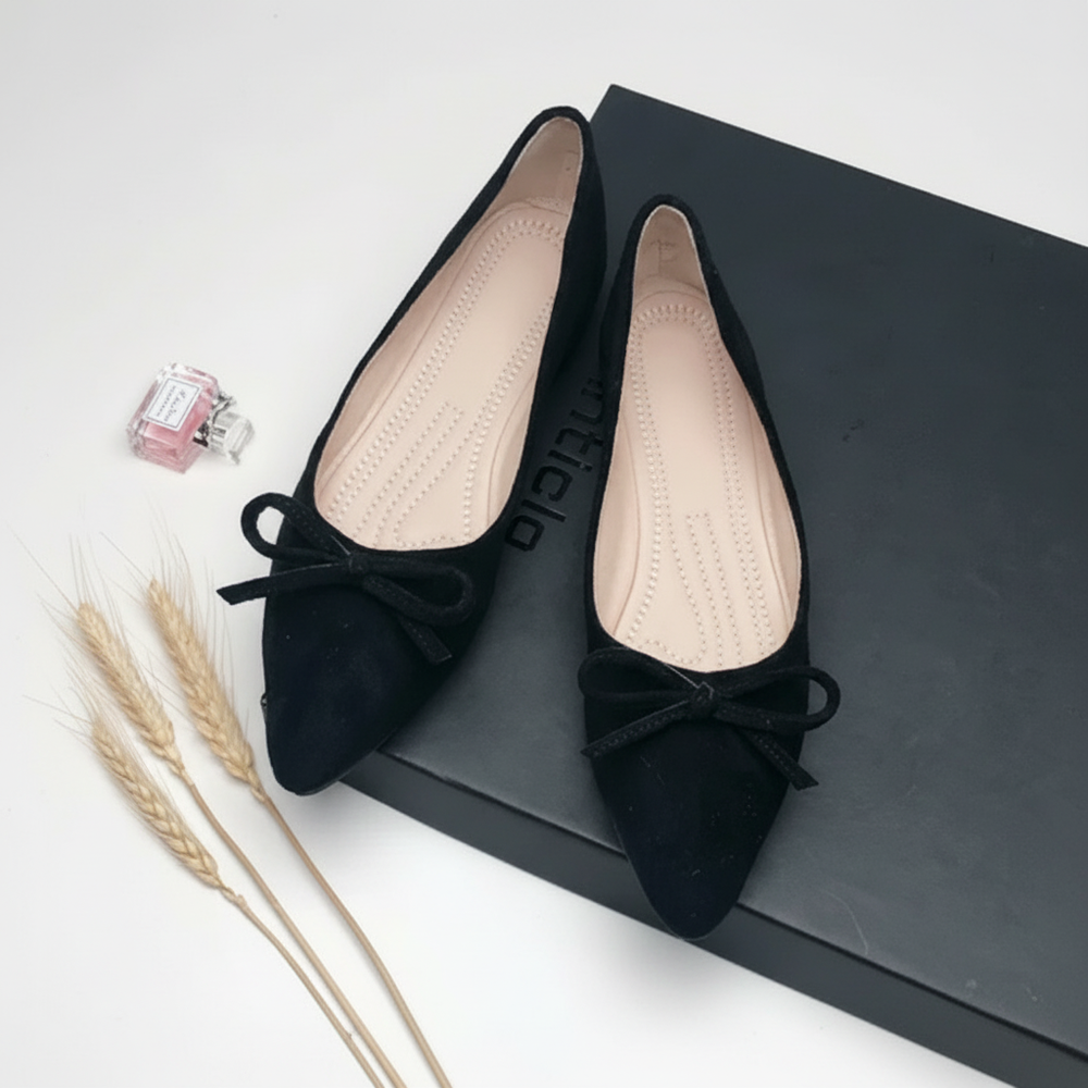 Maren Suede Bow Pointed Flat