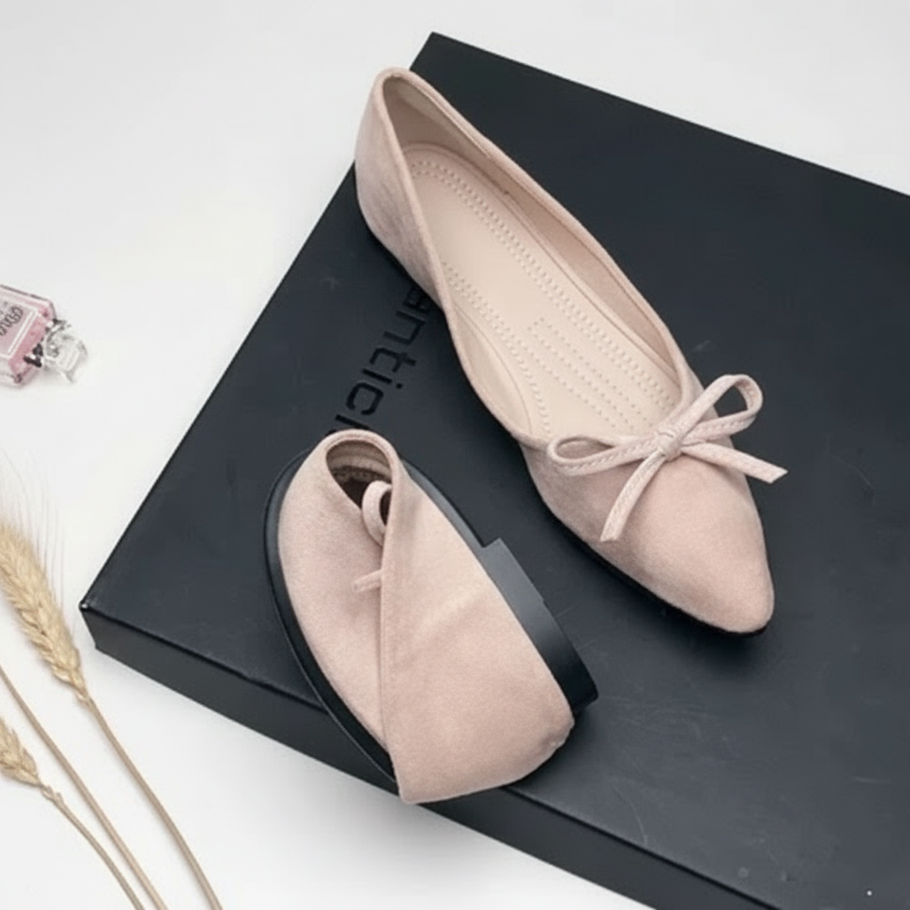 Maren Suede Bow Pointed Flat