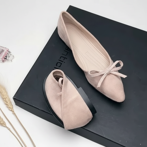 Maren Suede Bow Pointed Flat
