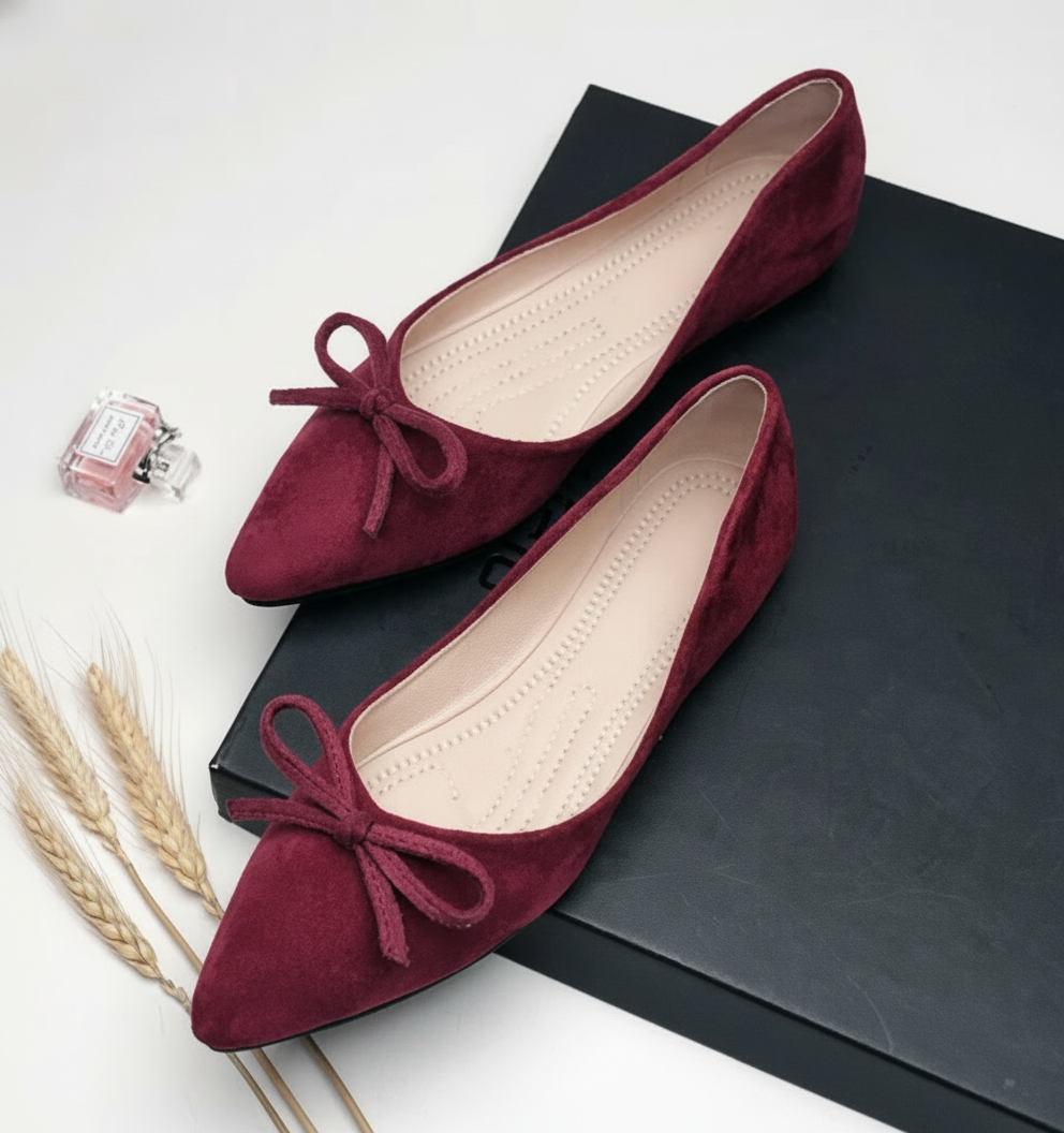 Maren Suede Bow Pointed Flat