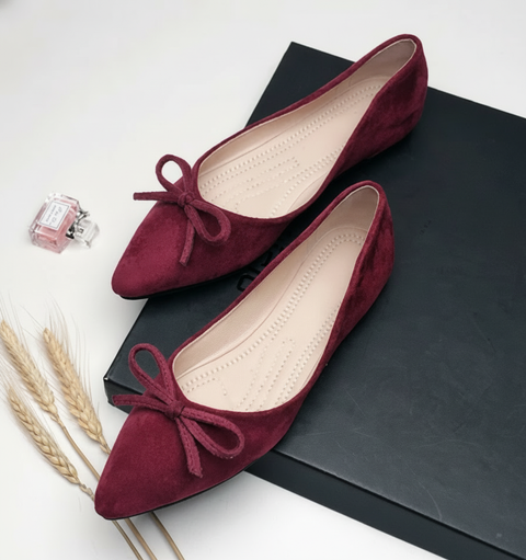 Maren Suede Bow Pointed Flat