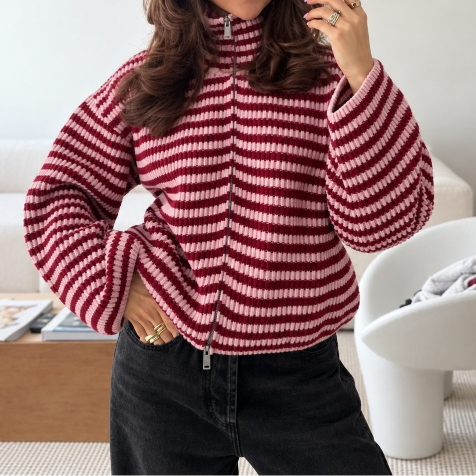 Lucca High Collar Zip Cardigan