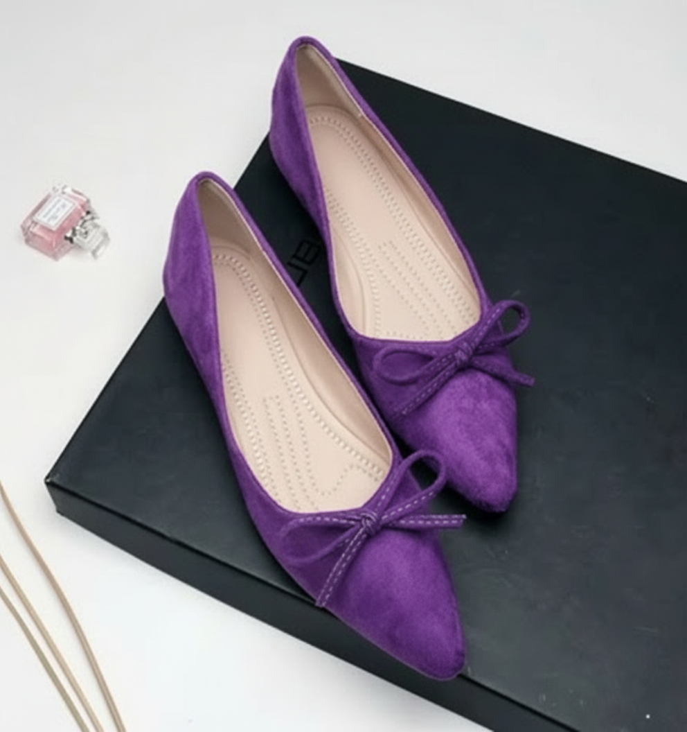 Maren Suede Bow Pointed Flat
