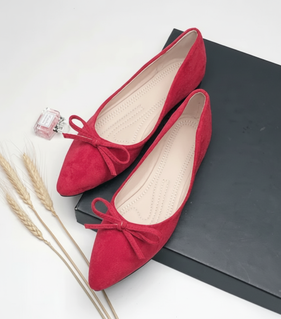 Maren Suede Bow Pointed Flat