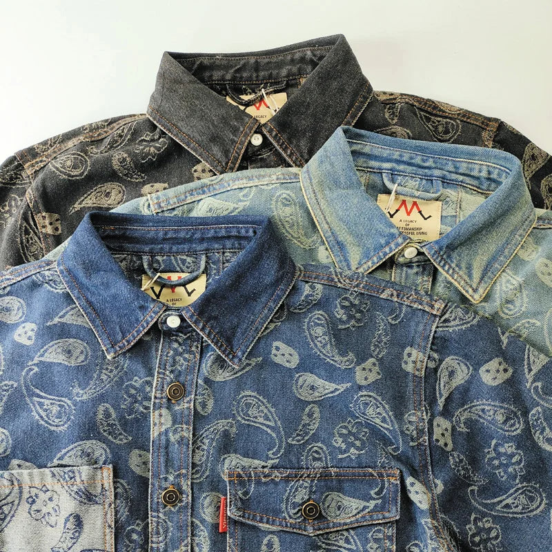 Indigo Paisley Denim Shirt