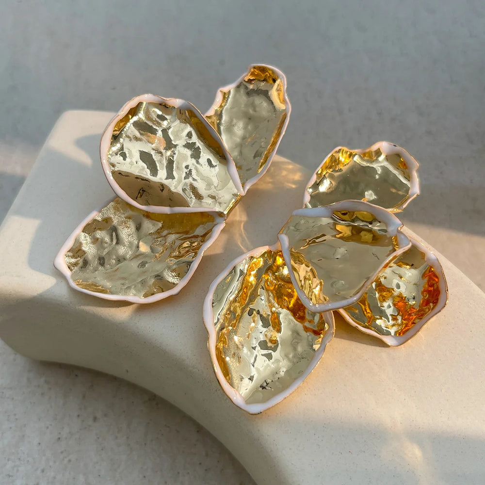 Solene Hammered Petal Drop Earrings