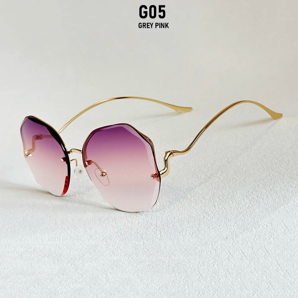 Lyra Rimless Oval Sunglasses