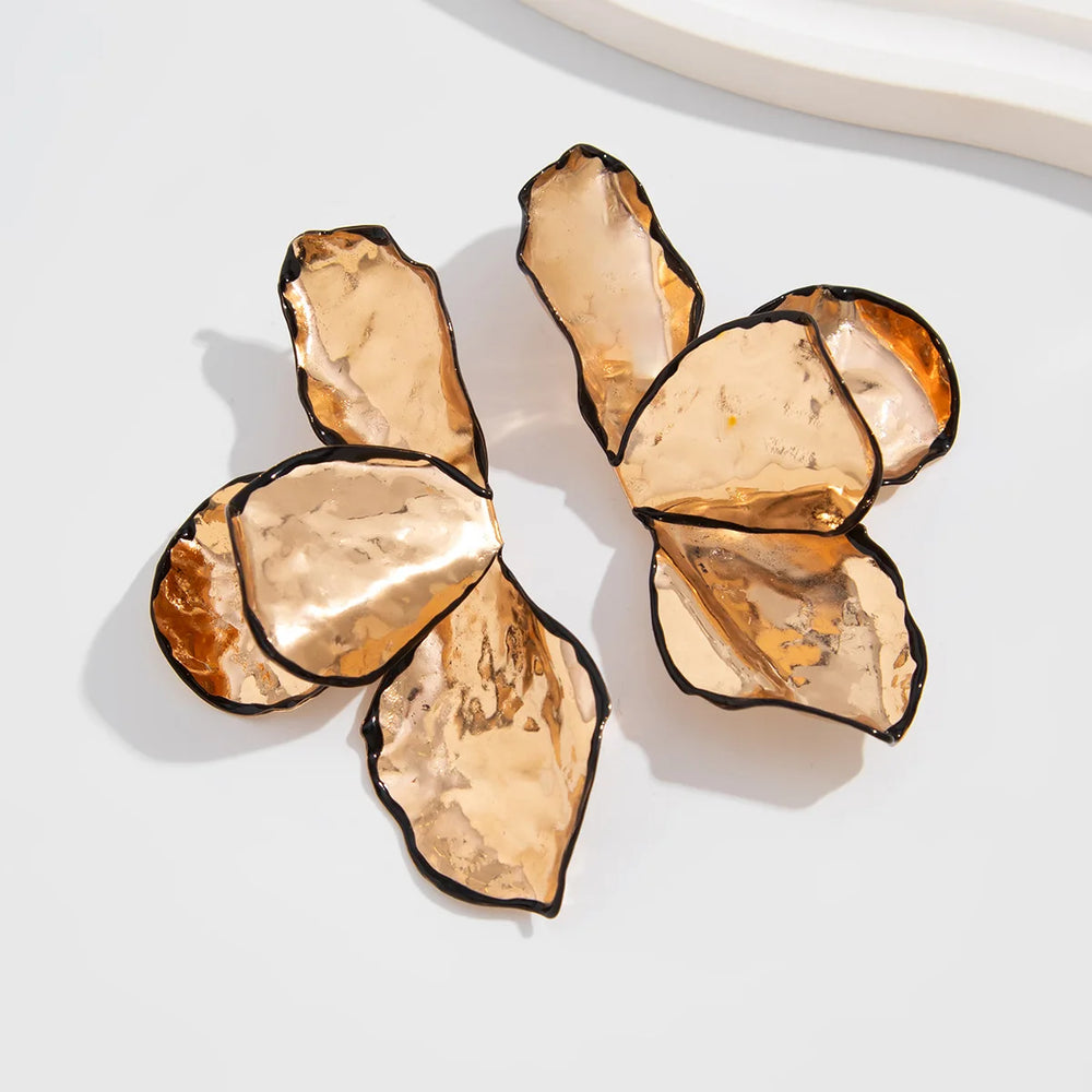 Solene Hammered Petal Drop Earrings
