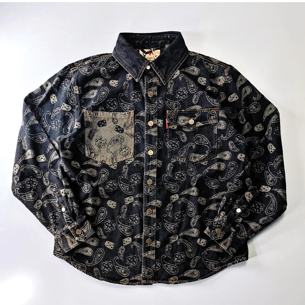 Indigo Paisley Denim Shirt