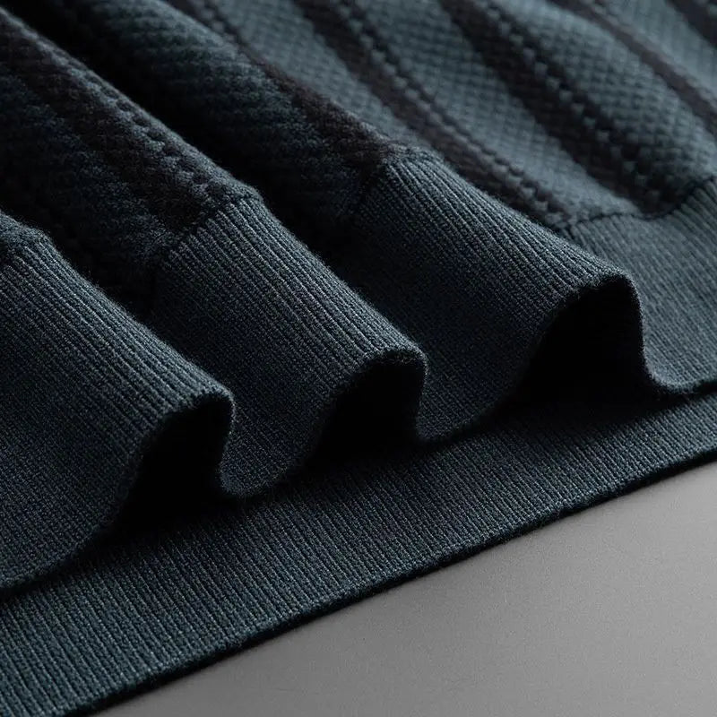 Vietri jacquard stripe knit tee ribbed trim detail