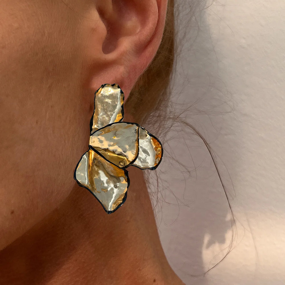 Solene Hammered Petal Drop Earrings