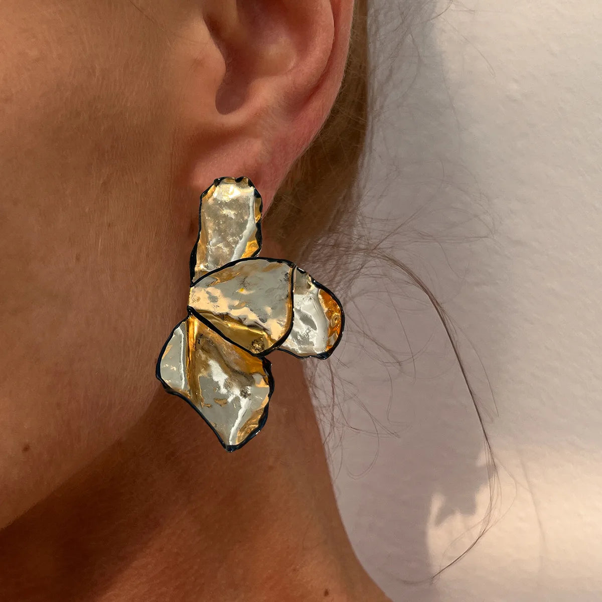 Solene Hammered Petal Drop Earrings