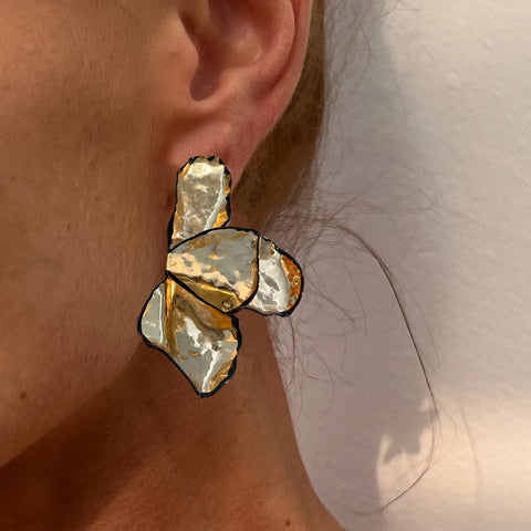 Solene Hammered Petal Drop Earrings