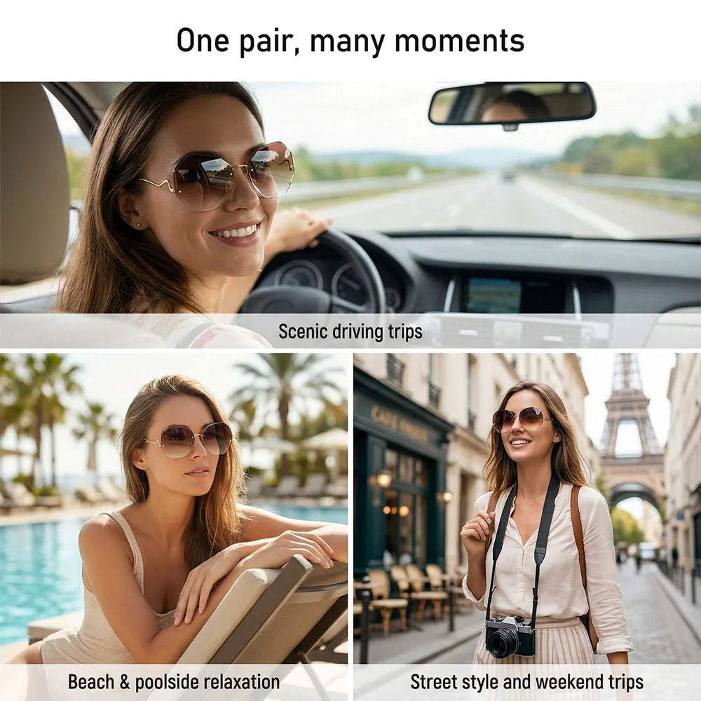 Lyra Rimless Oval Sunglasses
