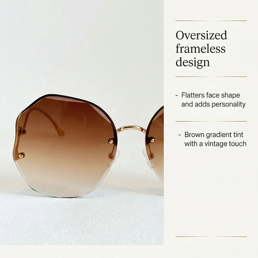 Lyra Rimless Oval Sunglasses
