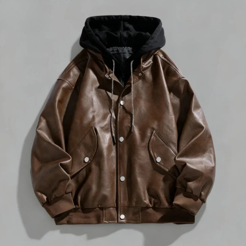 Valdez Hooded Leather Bomber