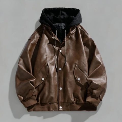 Valdez Hooded Leather Bomber