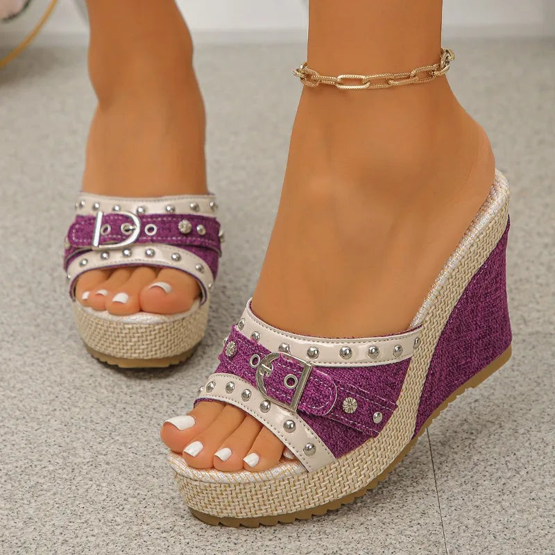 Positano Studded Wedge Sandals
