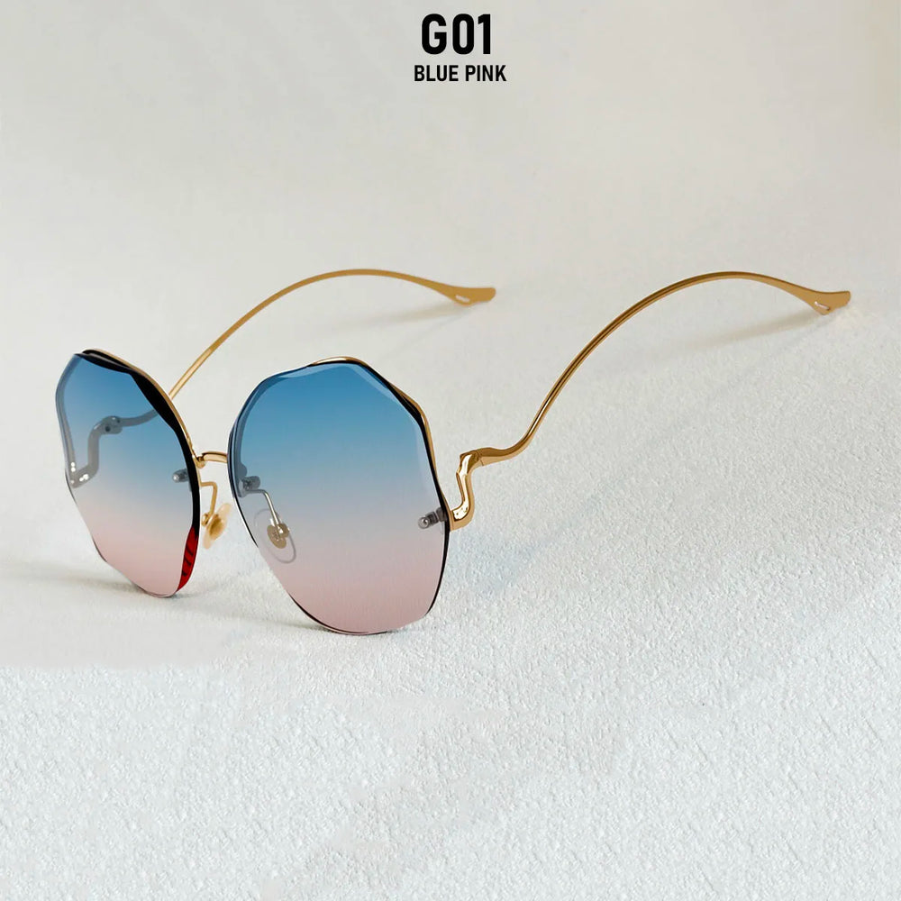 Lyra Rimless Oval Sunglasses
