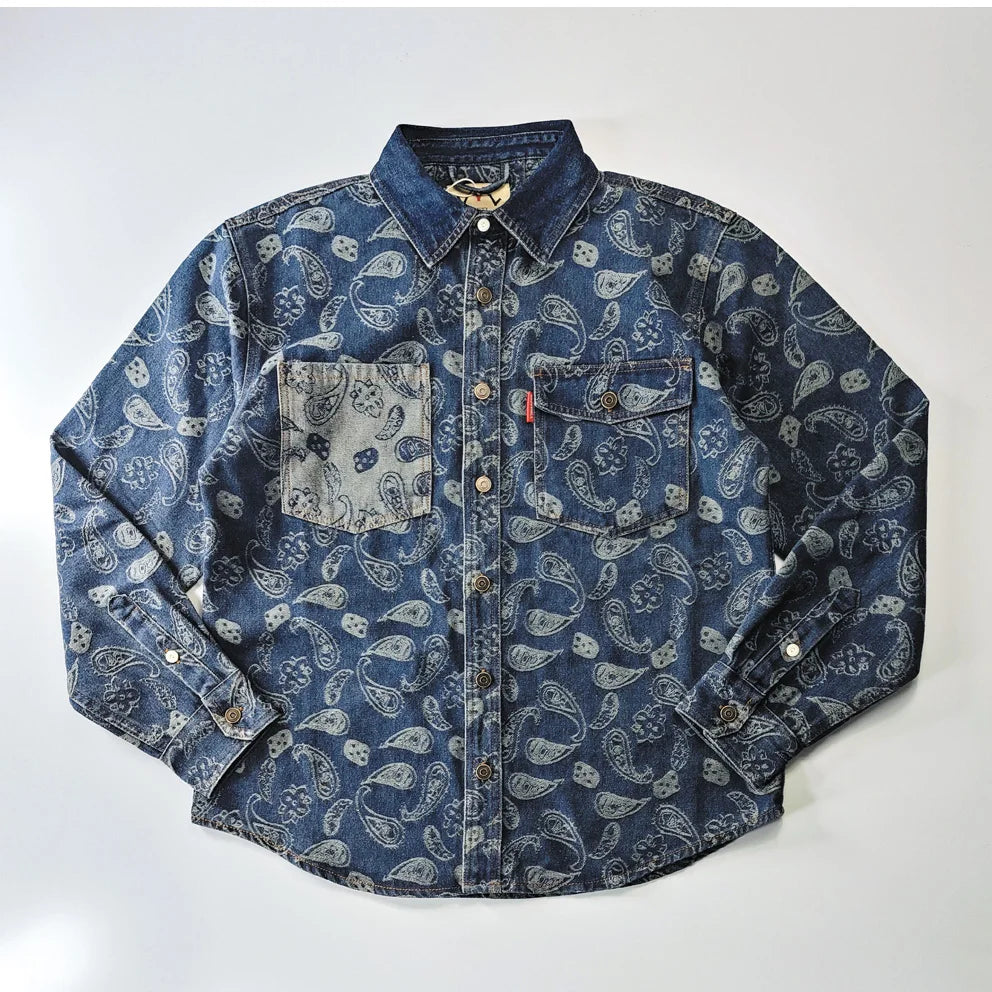 Indigo Paisley Denim Shirt