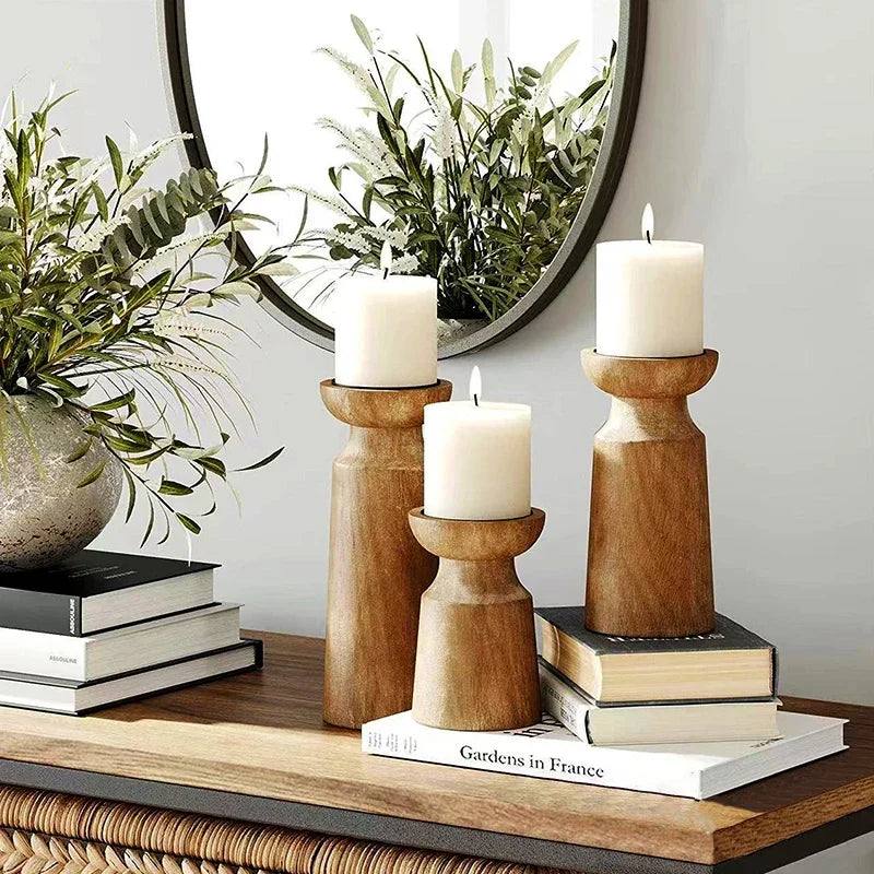 Maison Virelle Wooden Candle Holder Set