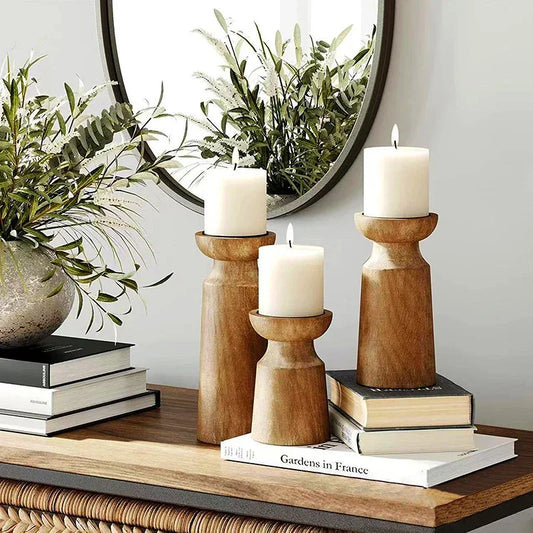 Maison Virelle Wooden Candle Holder Set