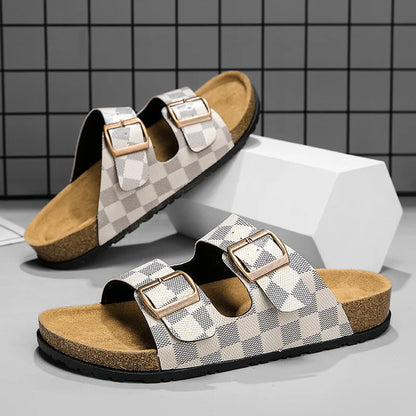 Riviera Plaid Cork Sandals