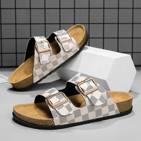 Riviera Plaid Cork Sandals