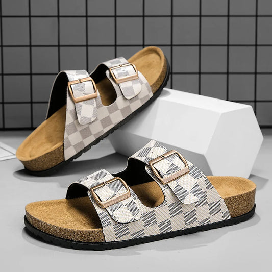 Riviera Plaid Cork Sandals