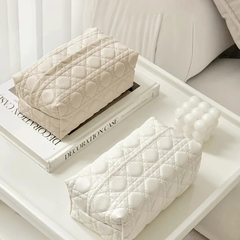 Quilted Neutral Tissue Box Cover