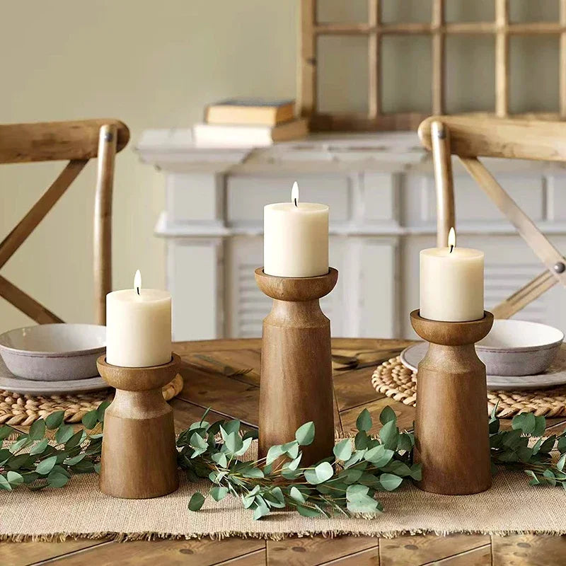 Maison Virelle Wooden Candle Holder Set