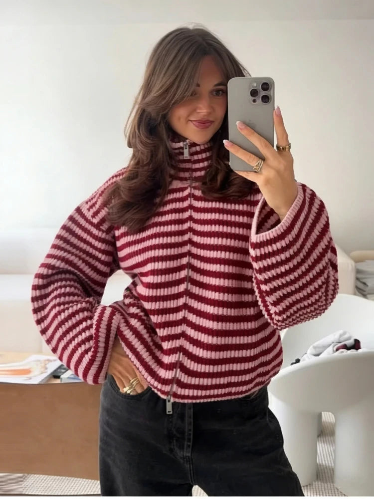 Lucca High Collar Zip Cardigan