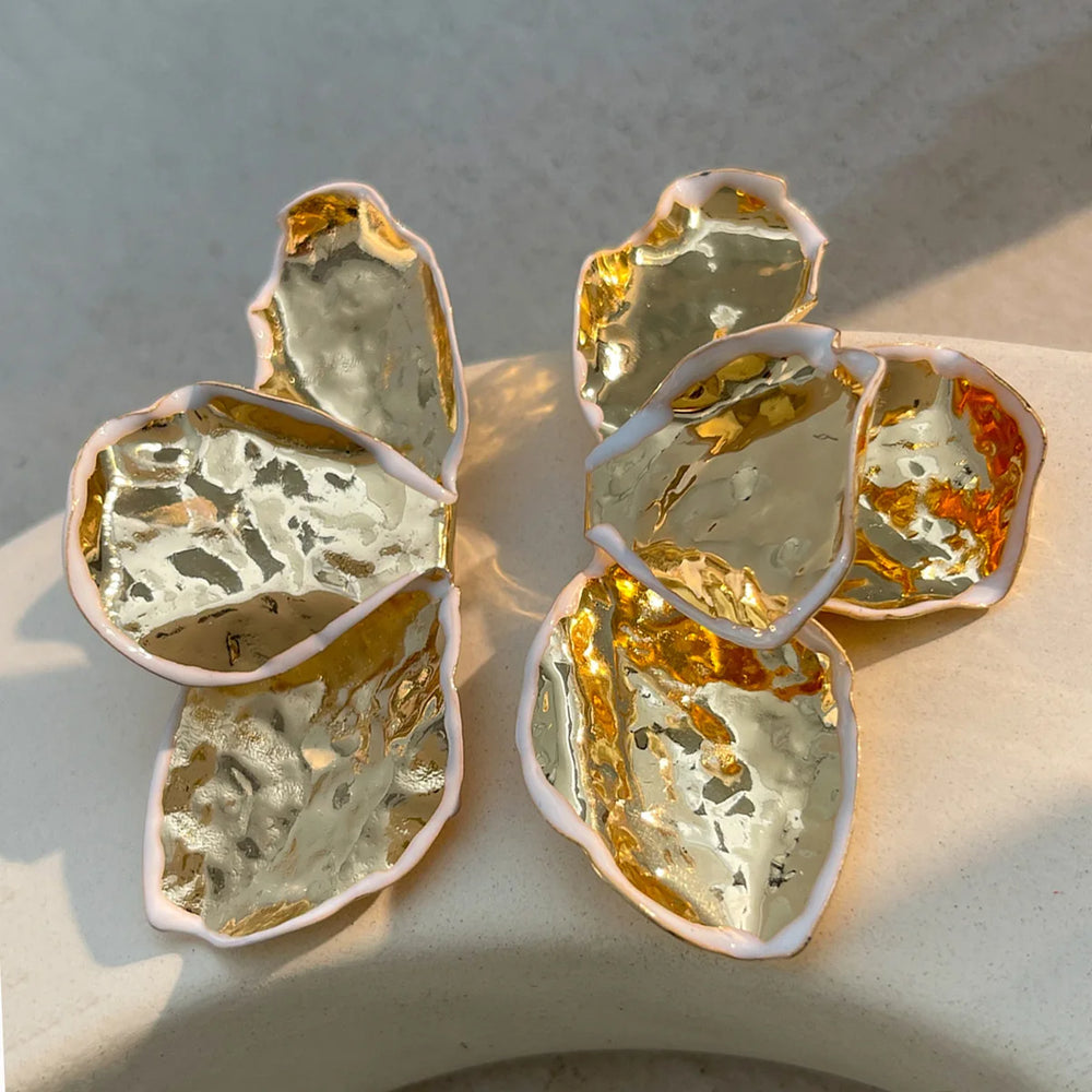 Solene Hammered Petal Drop Earrings