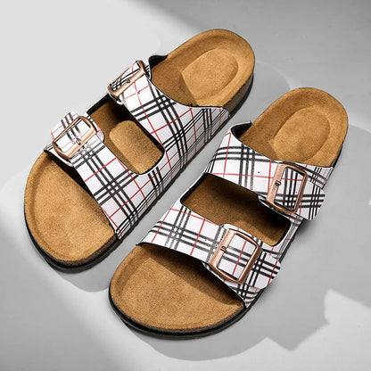 Riviera Plaid Cork Sandals
