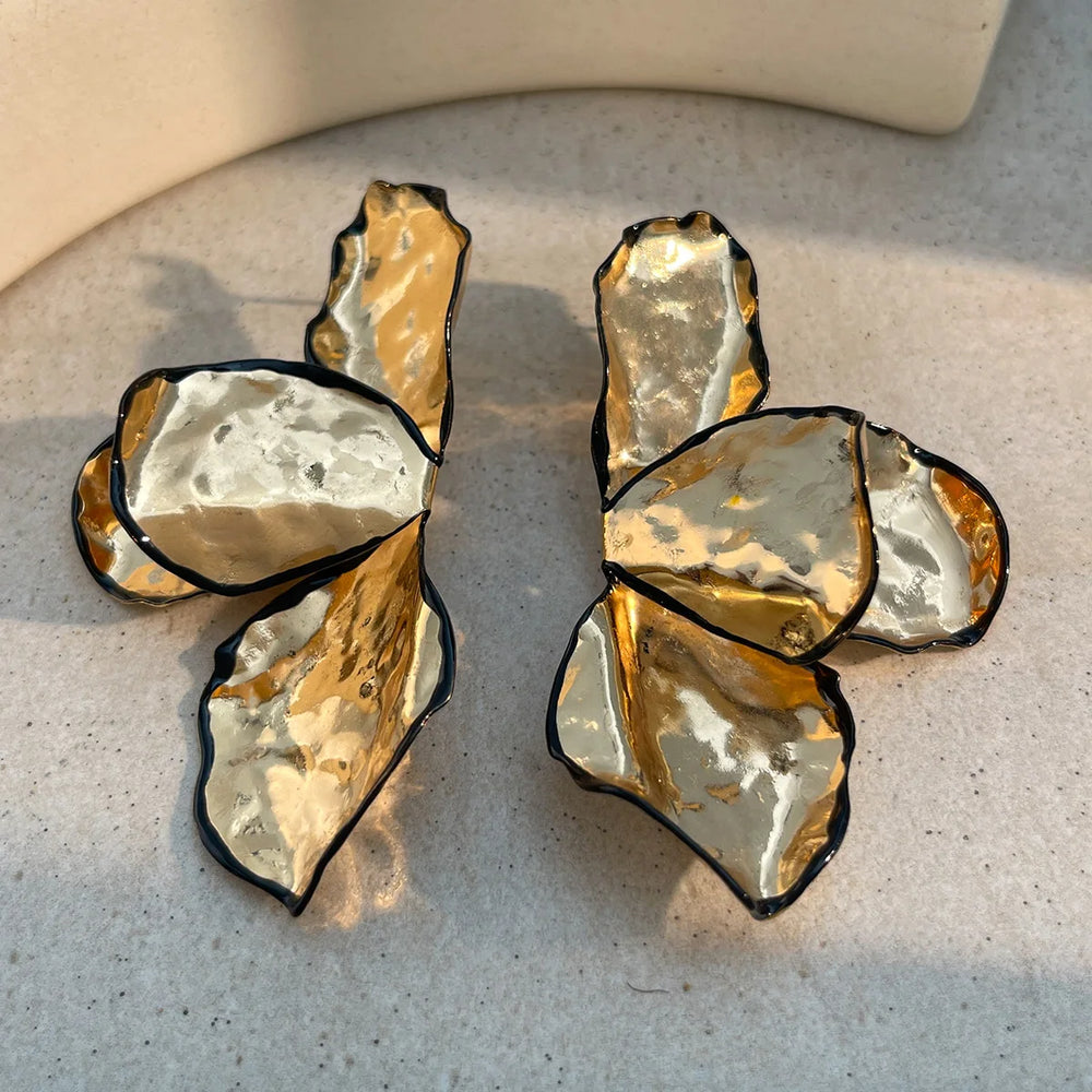 Solene Hammered Petal Drop Earrings