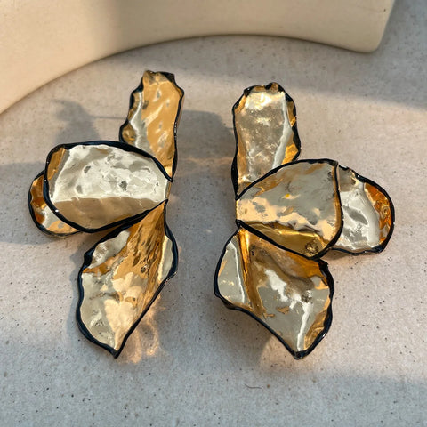 Solene Hammered Petal Drop Earrings