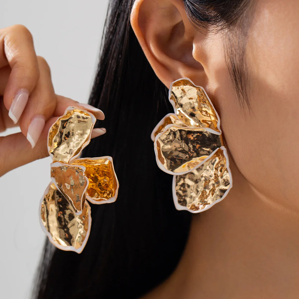 Solene Hammered Petal Drop Earrings