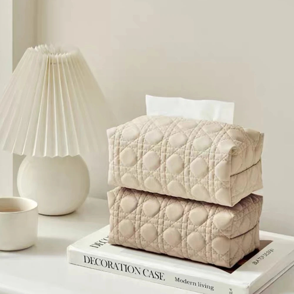 Quilted Neutral Tissue Box Cover