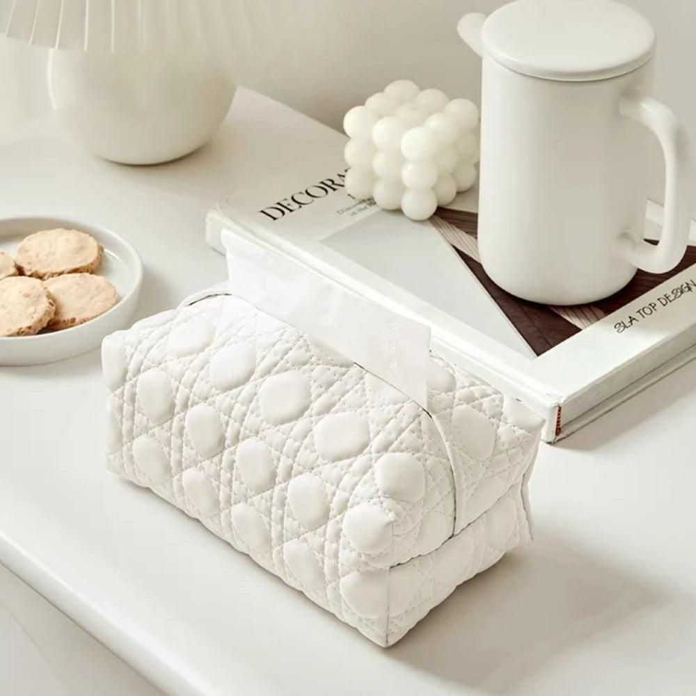 Quilted Neutral Tissue Box Cover