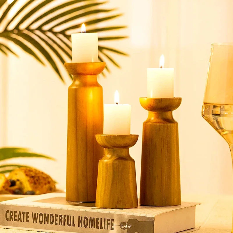 Maison Virelle Wooden Candle Holder Set
