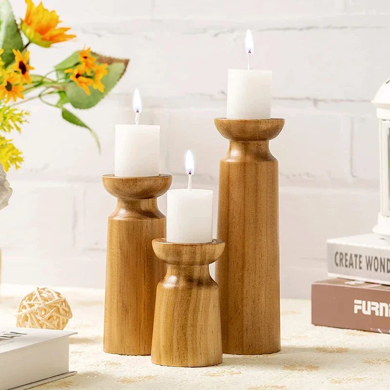 Maison Virelle Wooden Candle Holder Set