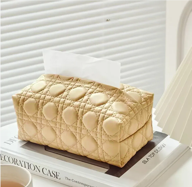 Quilted Neutral Tissue Box Cover
